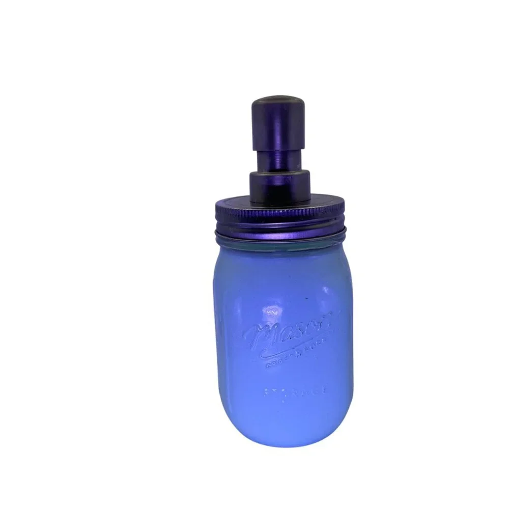 Mason Jar Soap Dispenser 16 Oz Light Green Glass With Stainless Steel Pump